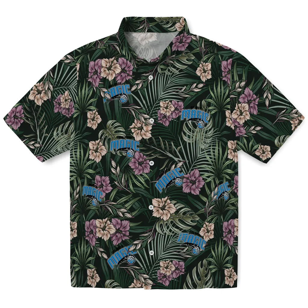 Orlando Magic Hawaiian Shirt - Hibiscus Leaves Pattern orlando magic hibiscus leaves pattern green hawaiian shirts best selling