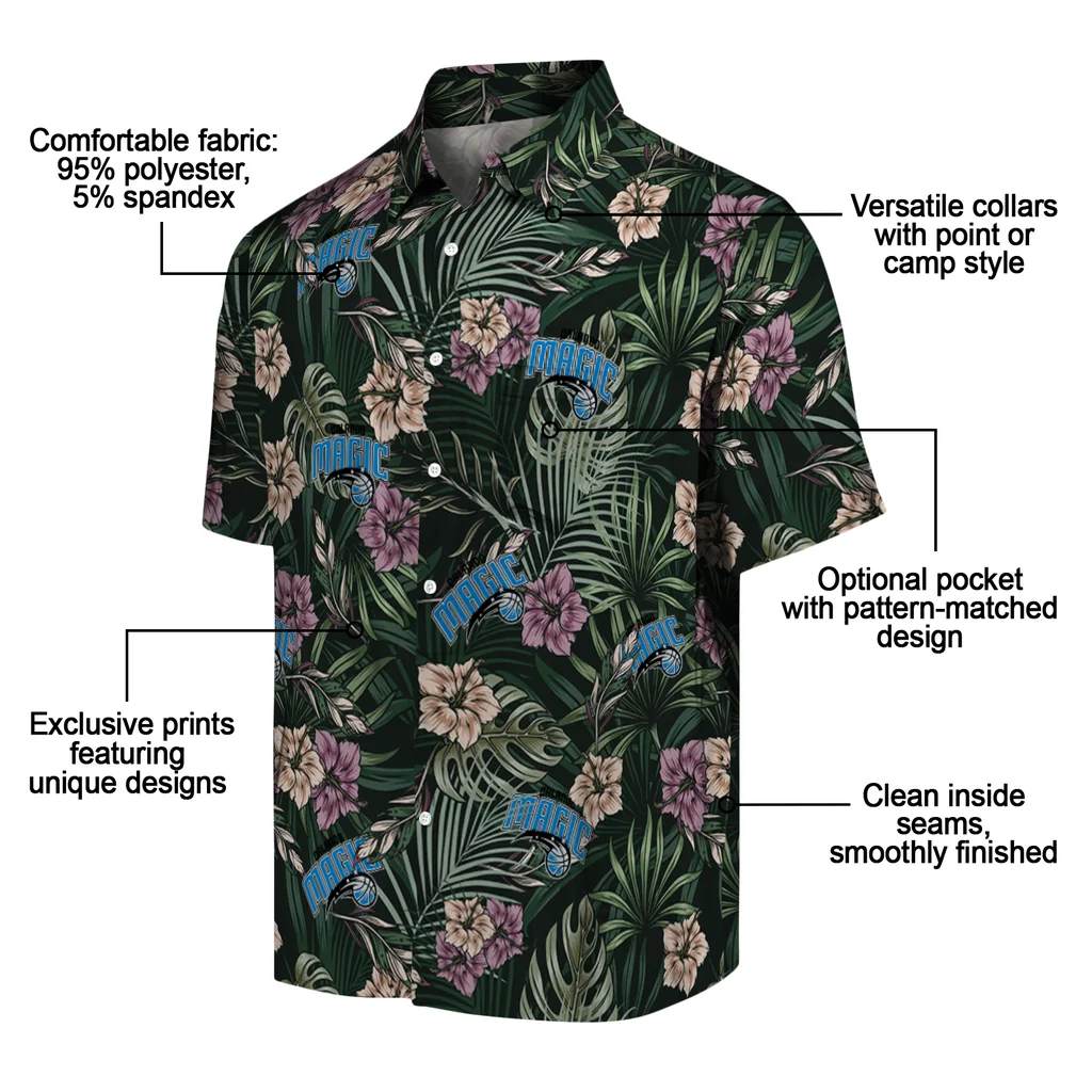 Orlando Magic Hawaiian Shirt - Hibiscus Leaves Pattern orlando magic hibiscus leaves pattern green hawaiian shirts new arrival