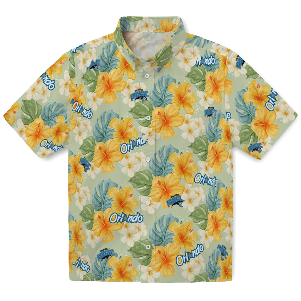 Orlando Magic Hawaiian Shirt - Hibiscus Mood orlando magic hibiscus mood pale lime yellow hawaiian shirts best selling