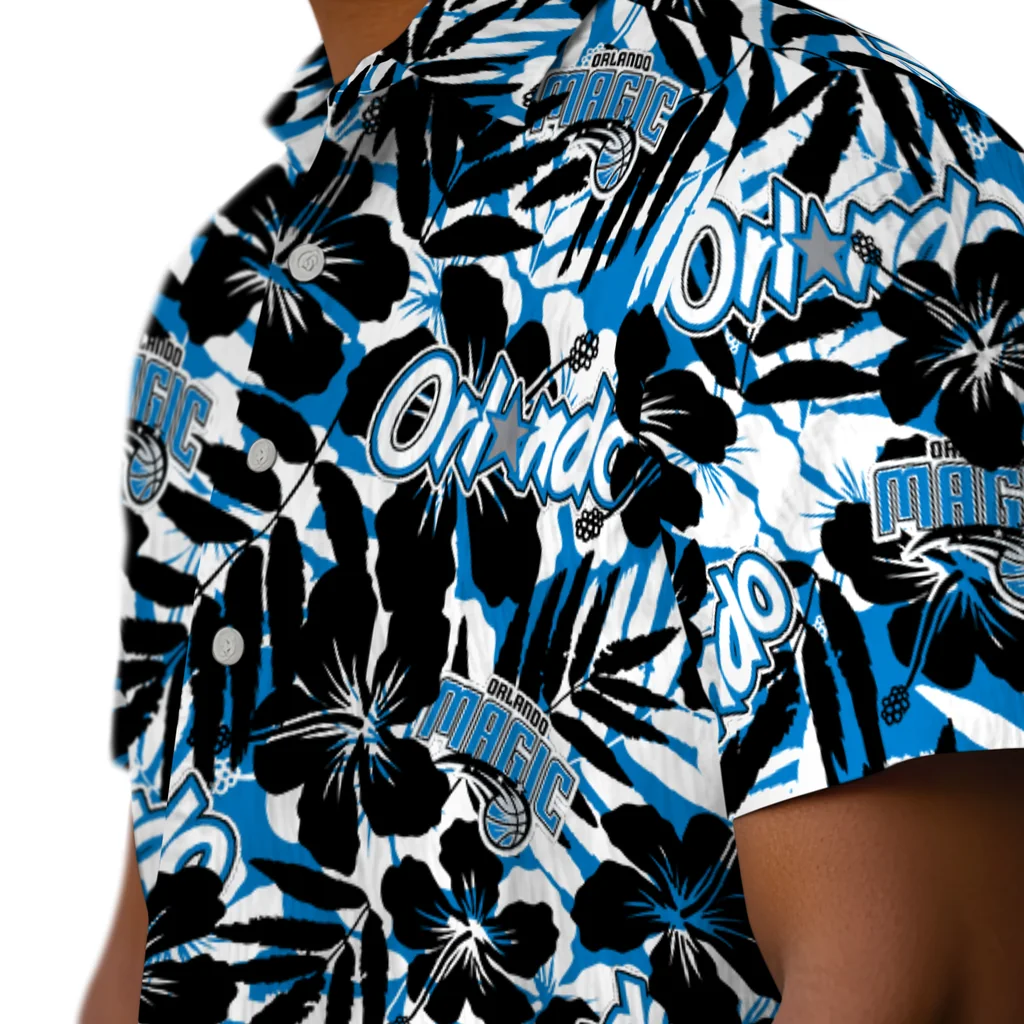 Orlando Magic Hawaiian Shirt - Hibiscus Overlay orlando magic hibiscus overlay hawaiian shirts trendy
