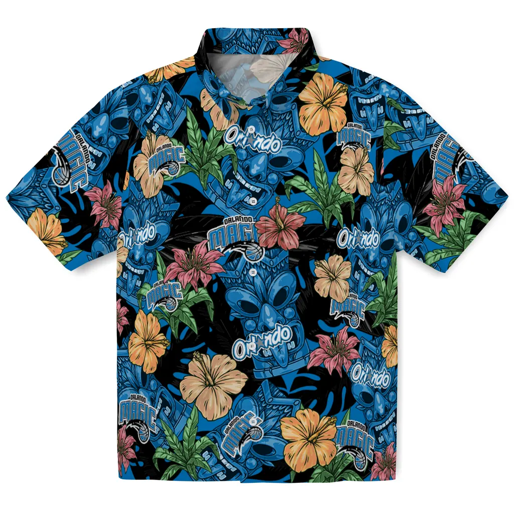 Orlando Magic Hawaiian Shirt - Hibiscus Tiki Jungle orlando magic tiki jungle blue hawaiian shirts best selling