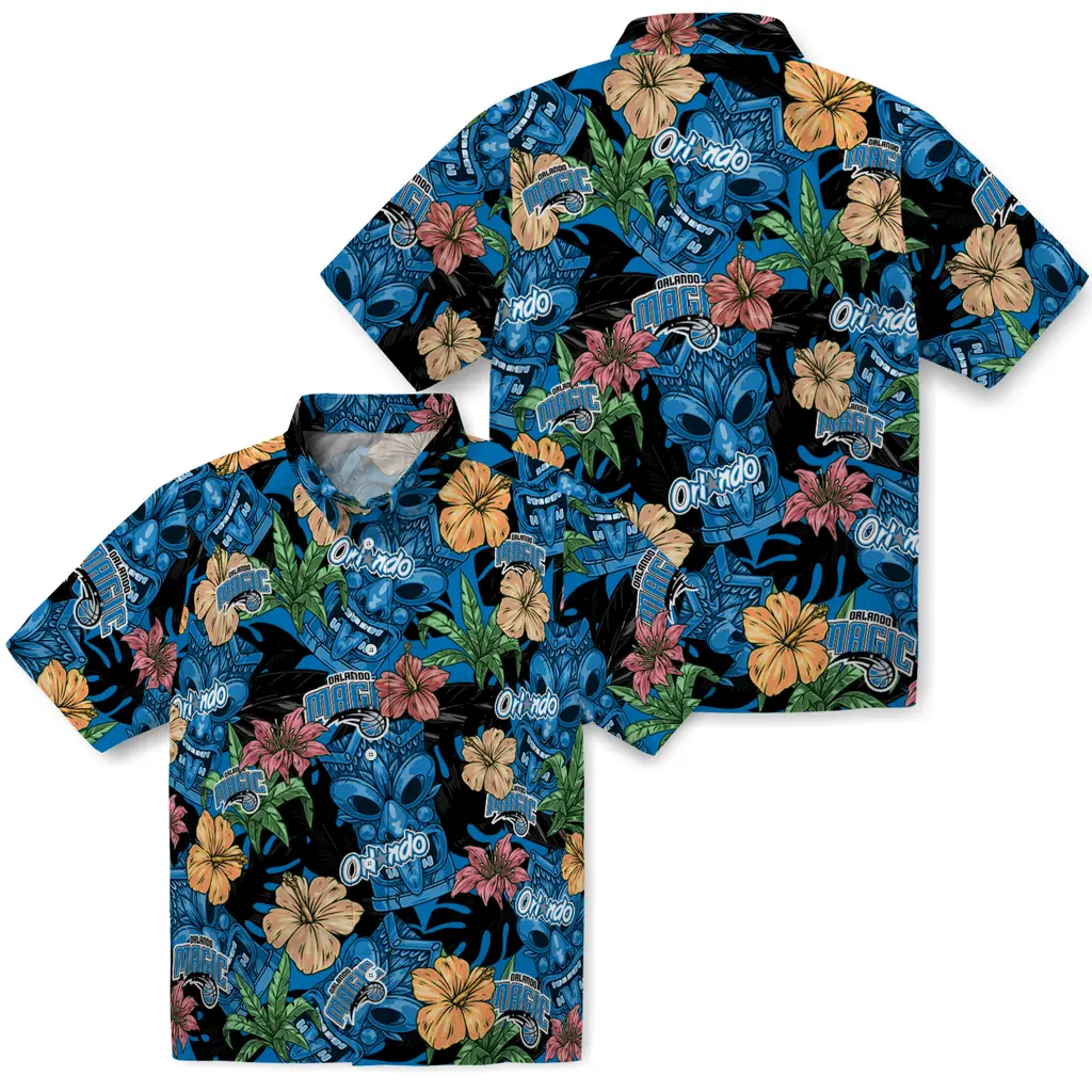 Orlando Magic Hawaiian Shirt - Hibiscus Tiki Jungle orlando magic tiki jungle blue hawaiian shirts high quality