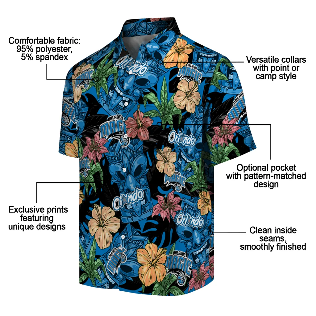 Orlando Magic Hawaiian Shirt - Hibiscus Tiki Jungle orlando magic tiki jungle blue hawaiian shirts new arrival