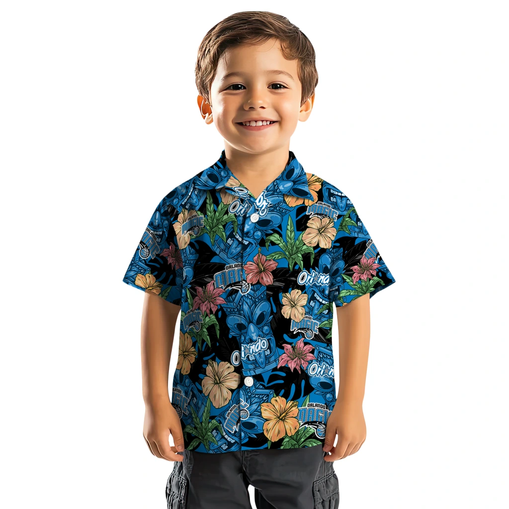 Orlando Magic Hawaiian Shirt - Hibiscus Tiki Jungle orlando magic tiki jungle blue hawaiian shirts top rated