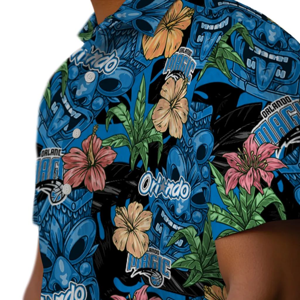 Orlando Magic Hawaiian Shirt - Hibiscus Tiki Jungle orlando magic tiki jungle blue hawaiian shirts trendy