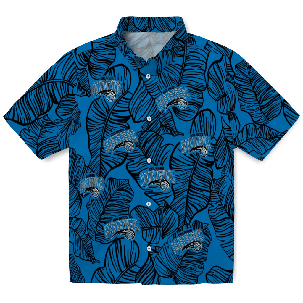 Orlando Magic Hawaiian Shirt - Leaf Outline orlando magic leaf outline blue hawaiian shirts best selling
