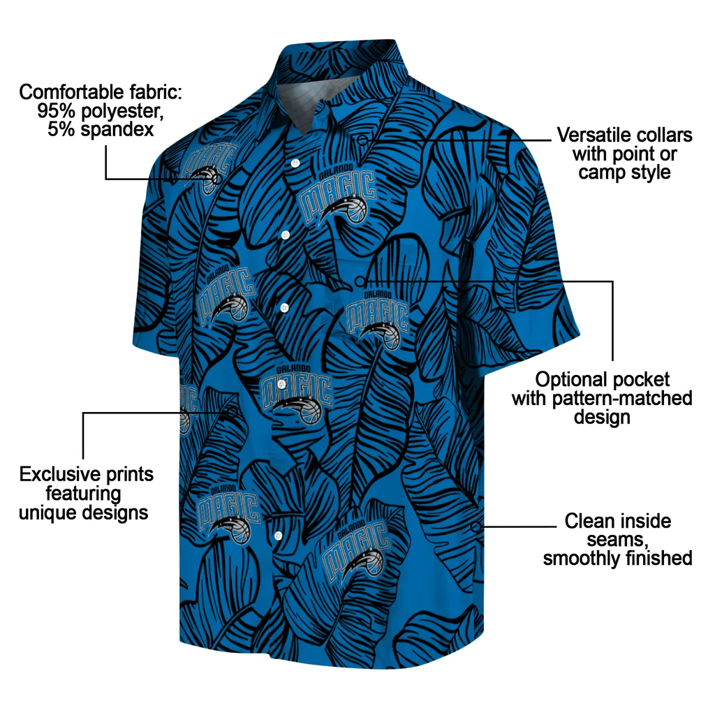 Orlando Magic Hawaiian Shirt - Leaf Outline orlando magic leaf outline blue hawaiian shirts new arrival