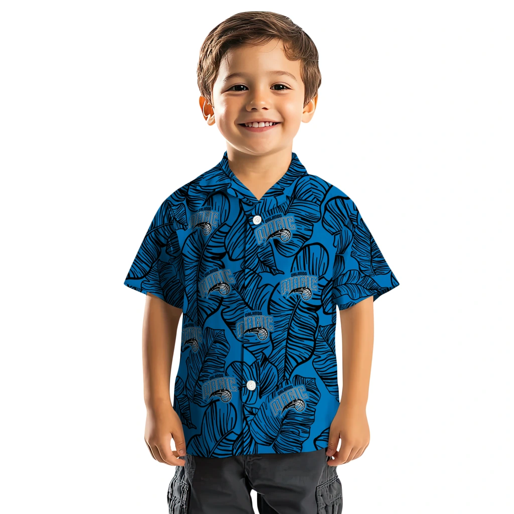 Orlando Magic Hawaiian Shirt - Leaf Outline orlando magic leaf outline blue hawaiian shirts top rated