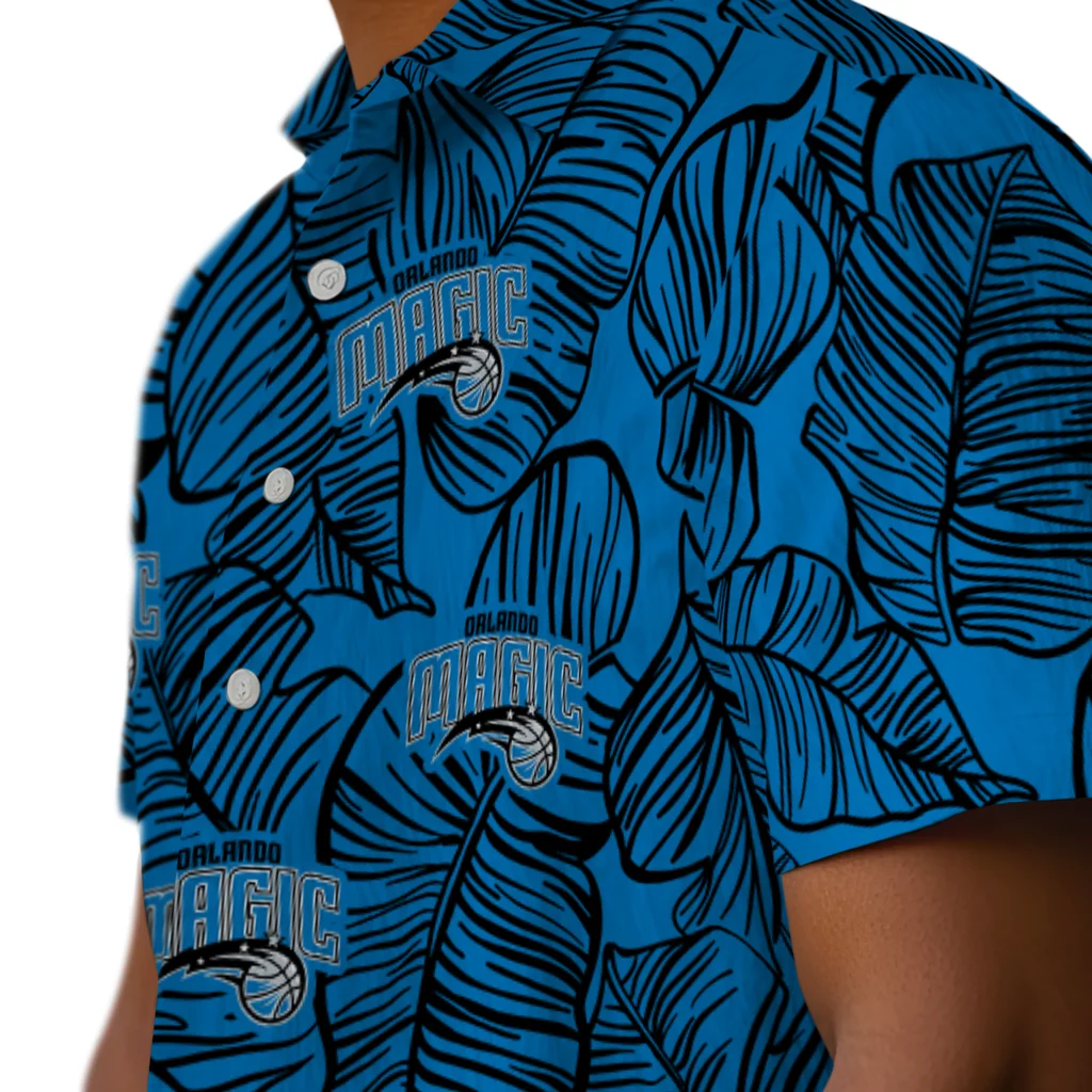 Orlando Magic Hawaiian Shirt - Leaf Outline orlando magic leaf outline blue hawaiian shirts trendy