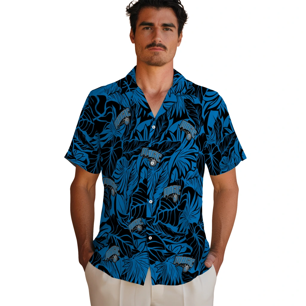 Orlando Magic Hawaiian Shirt - Monstera Layer orlando magic monstera layer blue hawaiian shirts fashion forward
