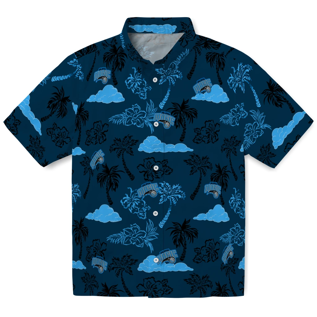 Orlando Magic Hawaiian Shirt - Palm And Clouds orlando magic palm and clouds blue hawaiian shirts best selling
