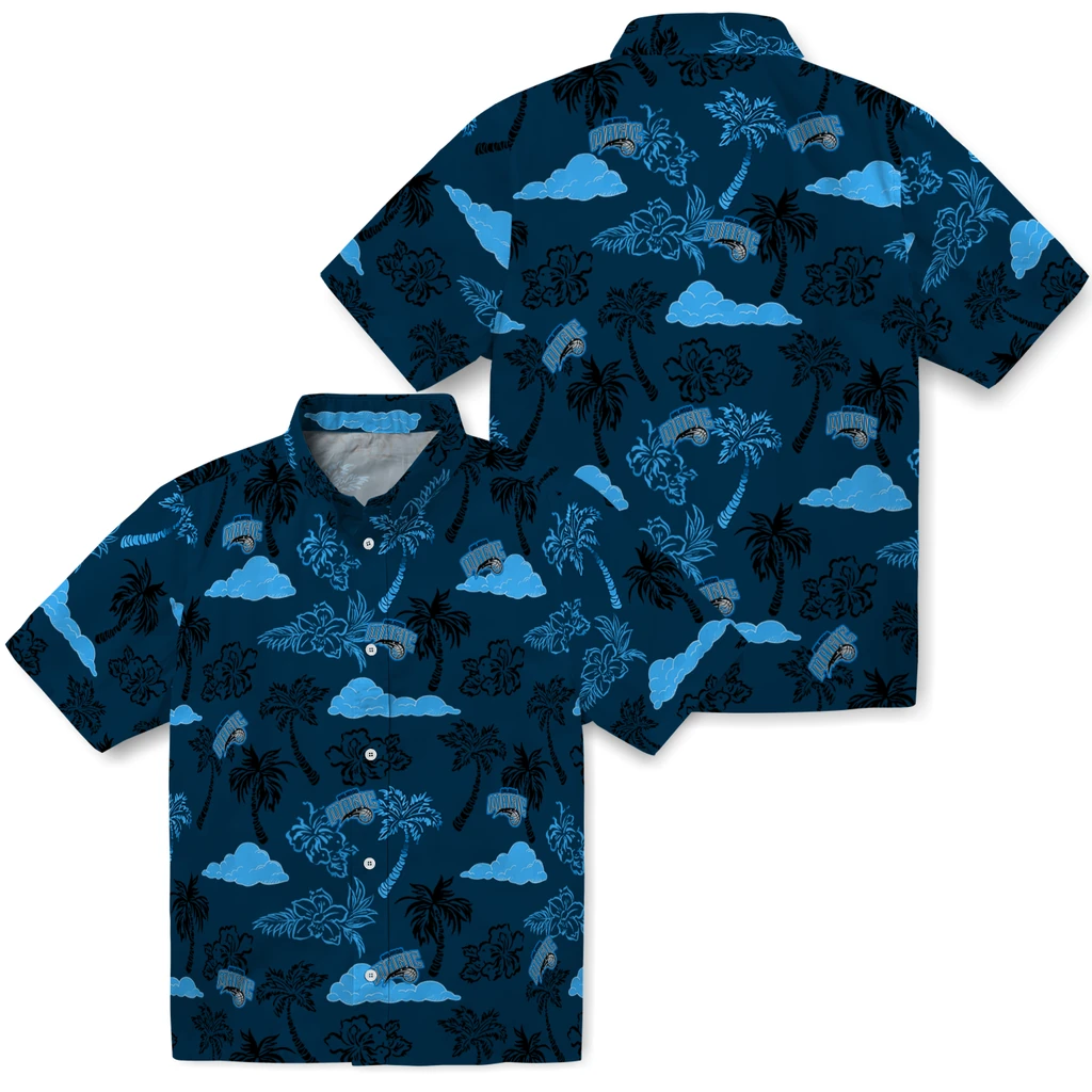Orlando Magic Hawaiian Shirt - Palm And Clouds orlando magic palm and clouds blue hawaiian shirts high quality