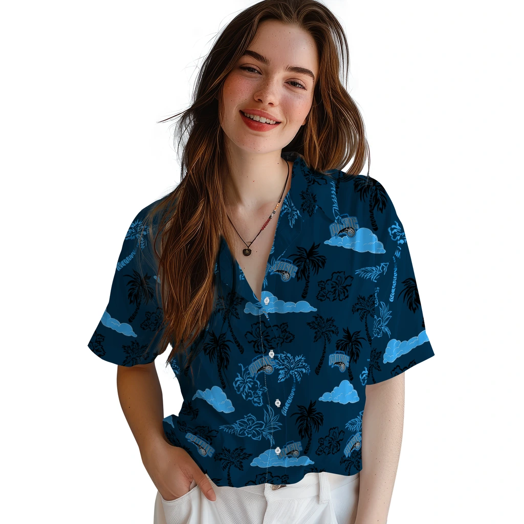 Orlando Magic Hawaiian Shirt - Palm And Clouds orlando magic palm and clouds blue hawaiian shirts latest model