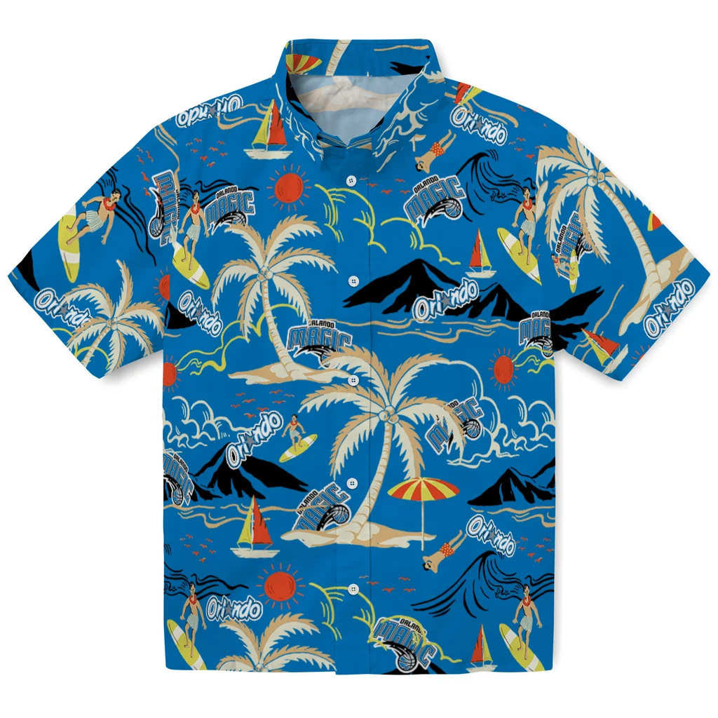 Orlando Magic Hawaiian Shirt - Palm Tree Island orlando magic palm tree island blue hawaiian shirts best selling