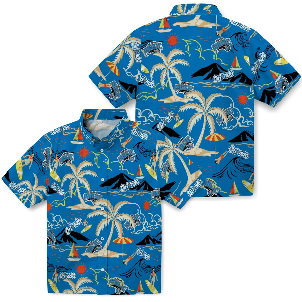 Orlando Magic Hawaiian Shirt - Palm Tree Island orlando magic palm tree island blue hawaiian shirts high quality