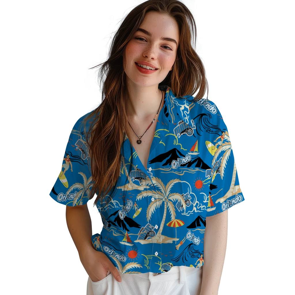 Orlando Magic Hawaiian Shirt - Palm Tree Island orlando magic palm tree island blue hawaiian shirts latest model