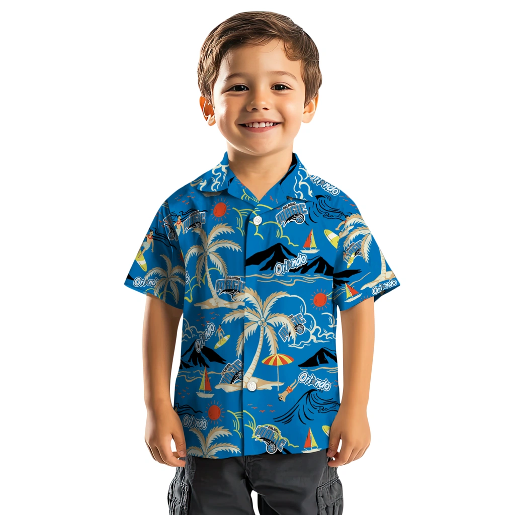 Orlando Magic Hawaiian Shirt - Palm Tree Island orlando magic palm tree island blue hawaiian shirts top rated