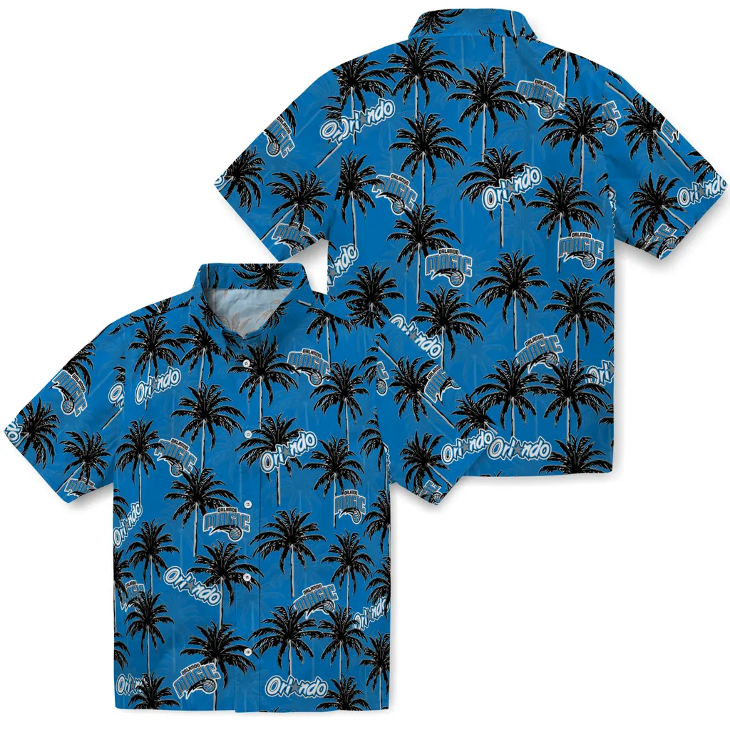 Orlando Magic Hawaiian Shirt - Palm Tree Motif orlando magic palm grove blue hawaiian shirts high quality