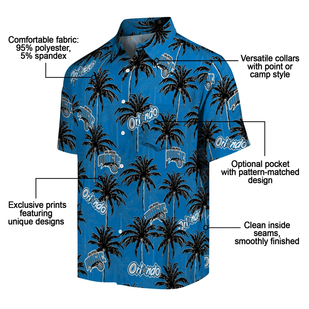 Orlando Magic Hawaiian Shirt - Palm Tree Motif orlando magic palm grove blue hawaiian shirts new arrival