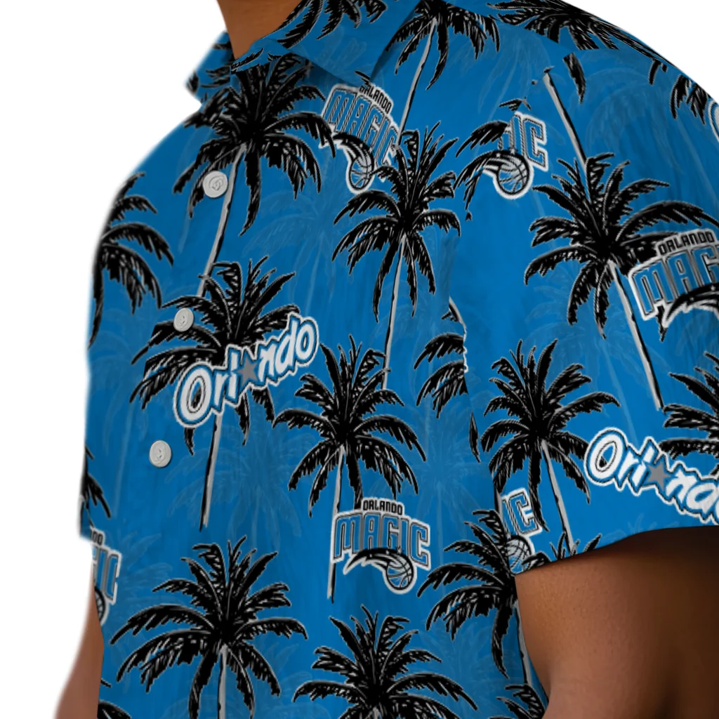 Orlando Magic Hawaiian Shirt - Palm Tree Motif orlando magic palm grove blue hawaiian shirts trendy
