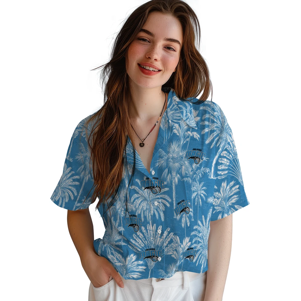 Orlando Magic Hawaiian Shirt - Vintage Palm Tree orlando magic palm shadows blue hawaiian shirts latest model
