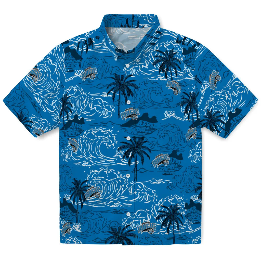 Orlando Magic Hawaiian Shirt - Wave Palm orlando magic wave palm blue hawaiian shirts best selling