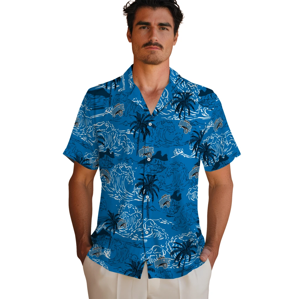 Orlando Magic Hawaiian Shirt - Wave Palm orlando magic wave palm blue hawaiian shirts fashion forward