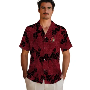 ottawa senators hibiscus petals red hawaiian shirts fashion forward