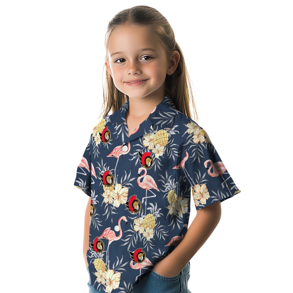 Ottawa Senators Hawaiian Shirt - Flamingo Hibiscus ottawa senators flamingo hibiscus navy hawaiian shirts premium grade