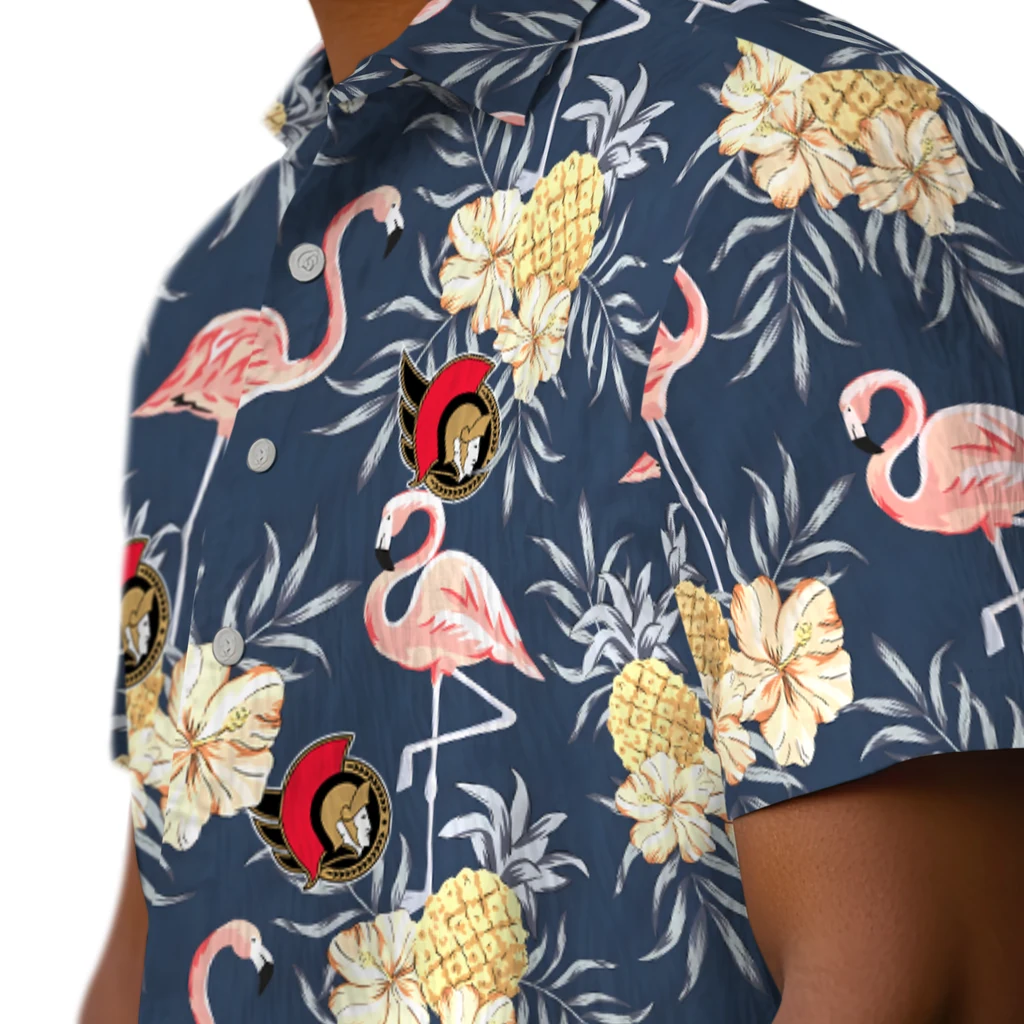 Ottawa Senators Hawaiian Shirt - Flamingo Hibiscus ottawa senators flamingo hibiscus navy hawaiian shirts trendy