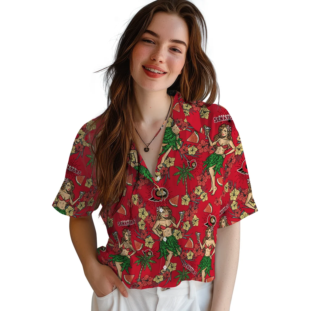 Ottawa Senators Hawaiian Shirt - Hawaiian Girls Design ottawa senators hawaiian girls design red hawaiian shirts latest model