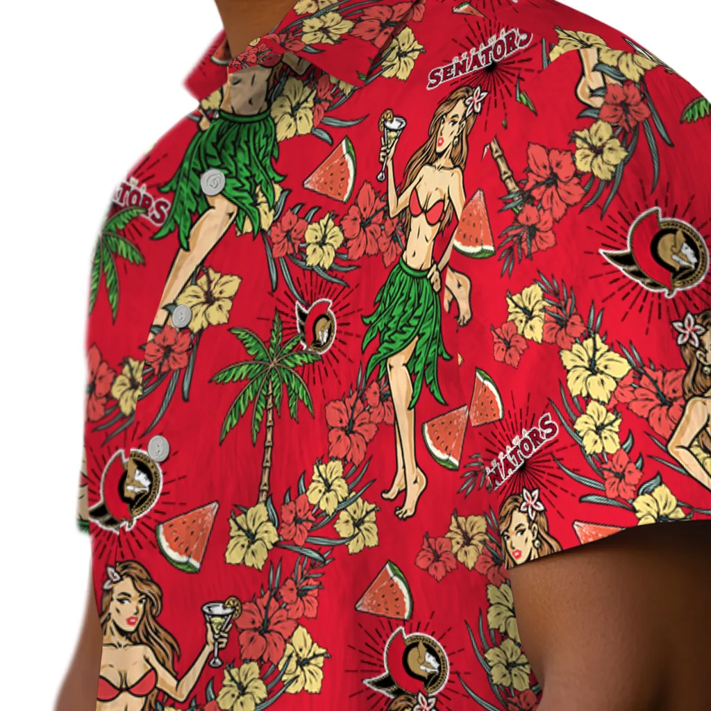 Ottawa Senators Hawaiian Shirt - Hawaiian Girls Design ottawa senators hawaiian girls design red hawaiian shirts trendy