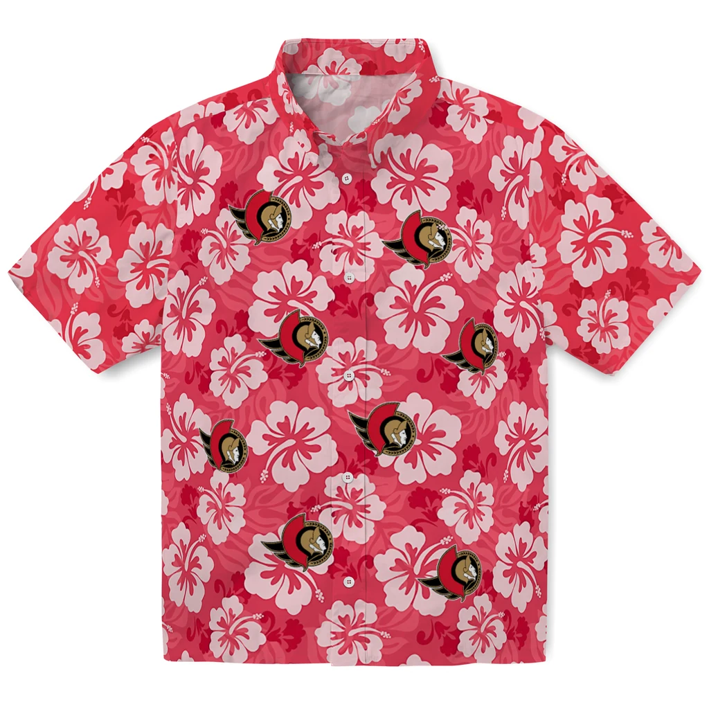Ottawa Senators Hawaiian Shirt - Hibiscus Cluster ottawa senators hibiscus cluster red hawaiian shirts best selling
