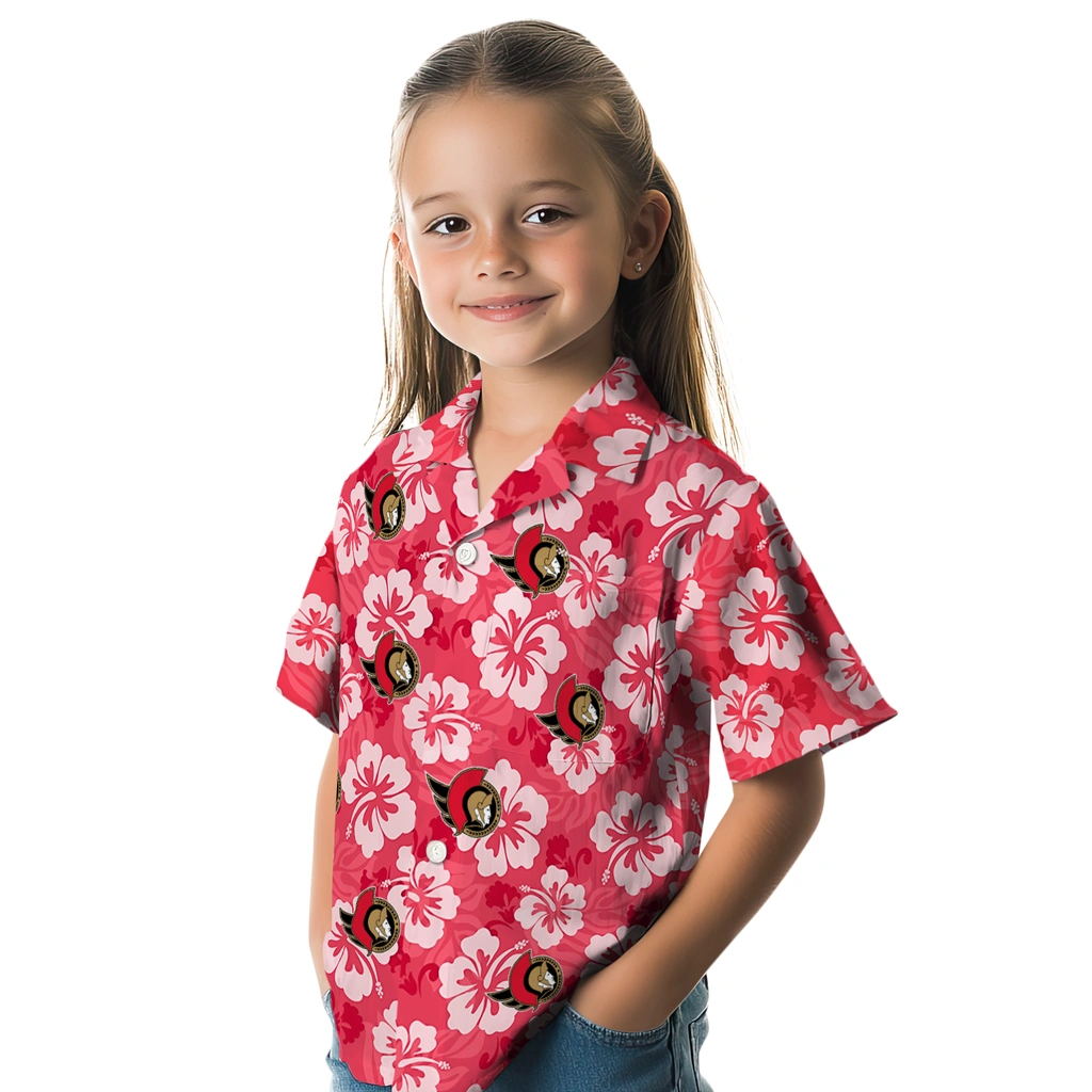 Ottawa Senators Hawaiian Shirt - Hibiscus Cluster ottawa senators hibiscus cluster red hawaiian shirts premium grade