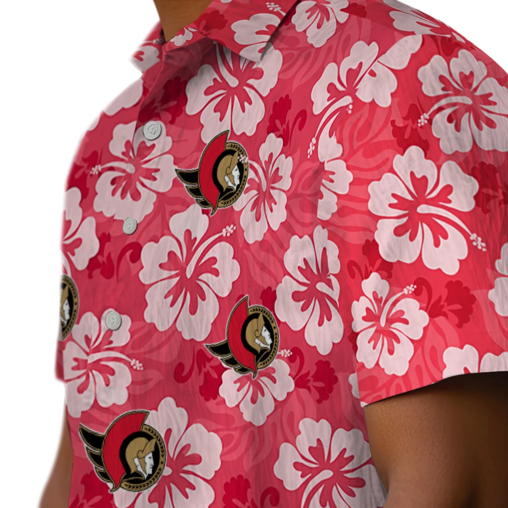 Ottawa Senators Hawaiian Shirt - Hibiscus Cluster ottawa senators hibiscus cluster red hawaiian shirts trendy