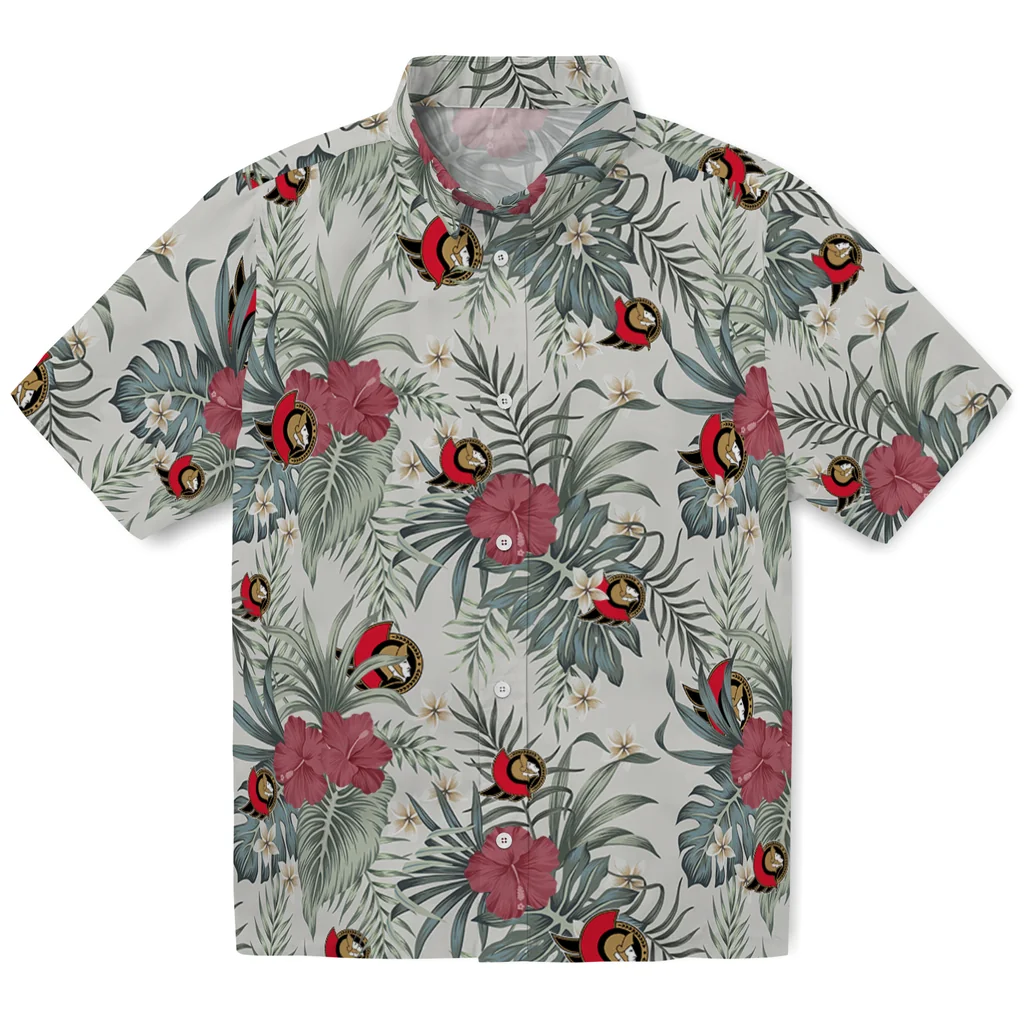 Ottawa Senators Hawaiian Shirt - Hibiscus Designs ottawa senators hibiscus designs beige hawaiian shirts best selling