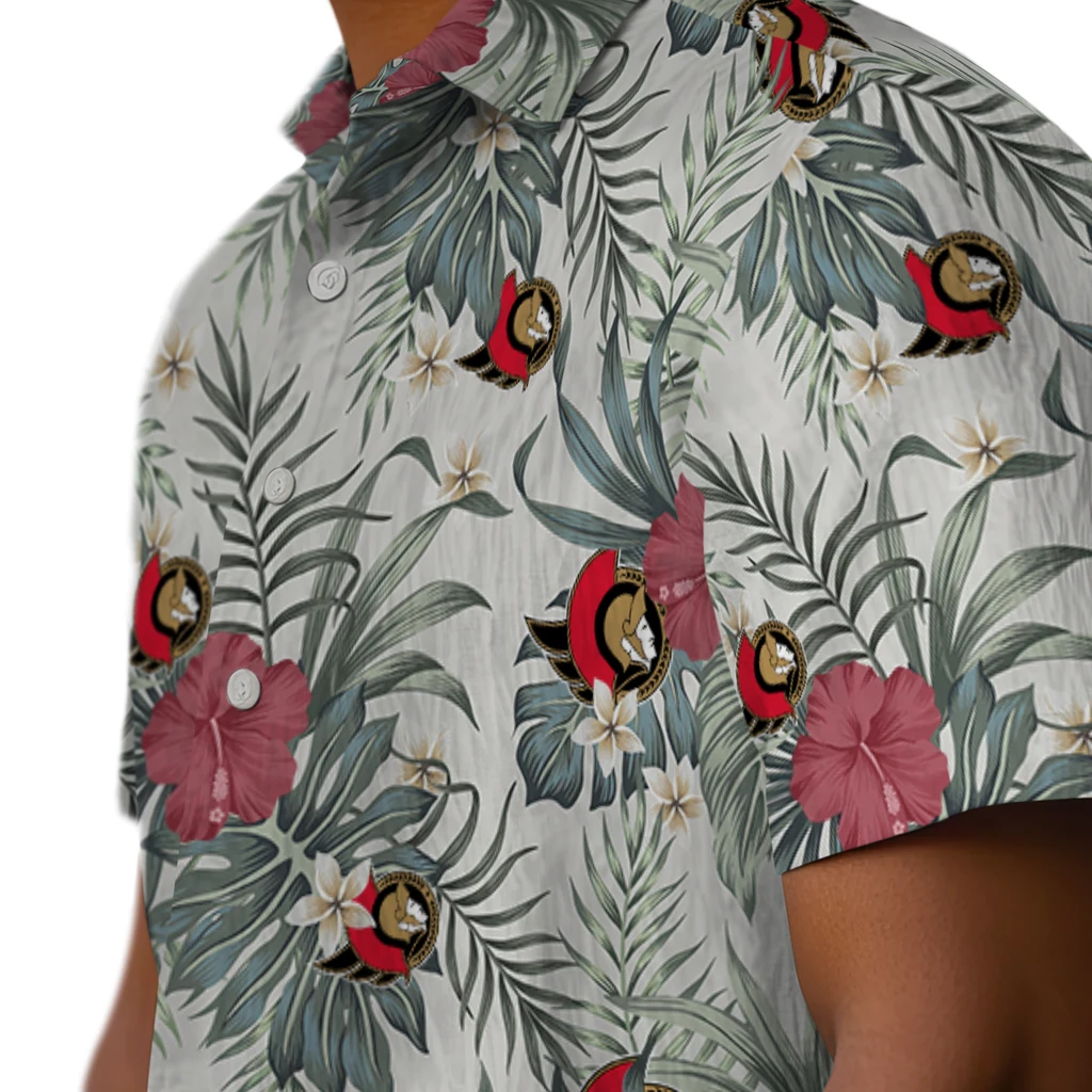 Ottawa Senators Hawaiian Shirt - Hibiscus Designs ottawa senators hibiscus designs beige hawaiian shirts trendy