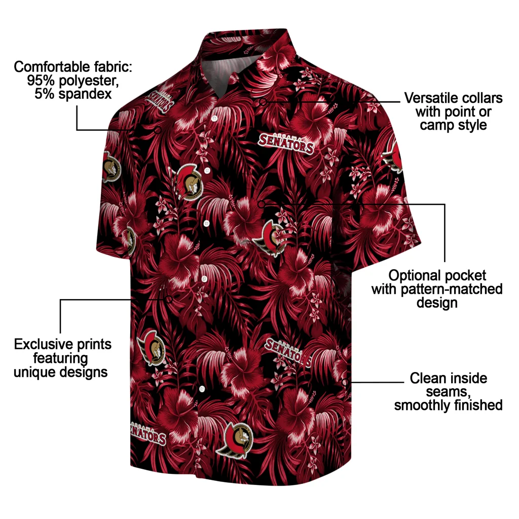 Ottawa Senators Hawaiian Shirt - Hibiscus Exotic ottawa senators hibiscus exotic red hawaiian shirts new arrival