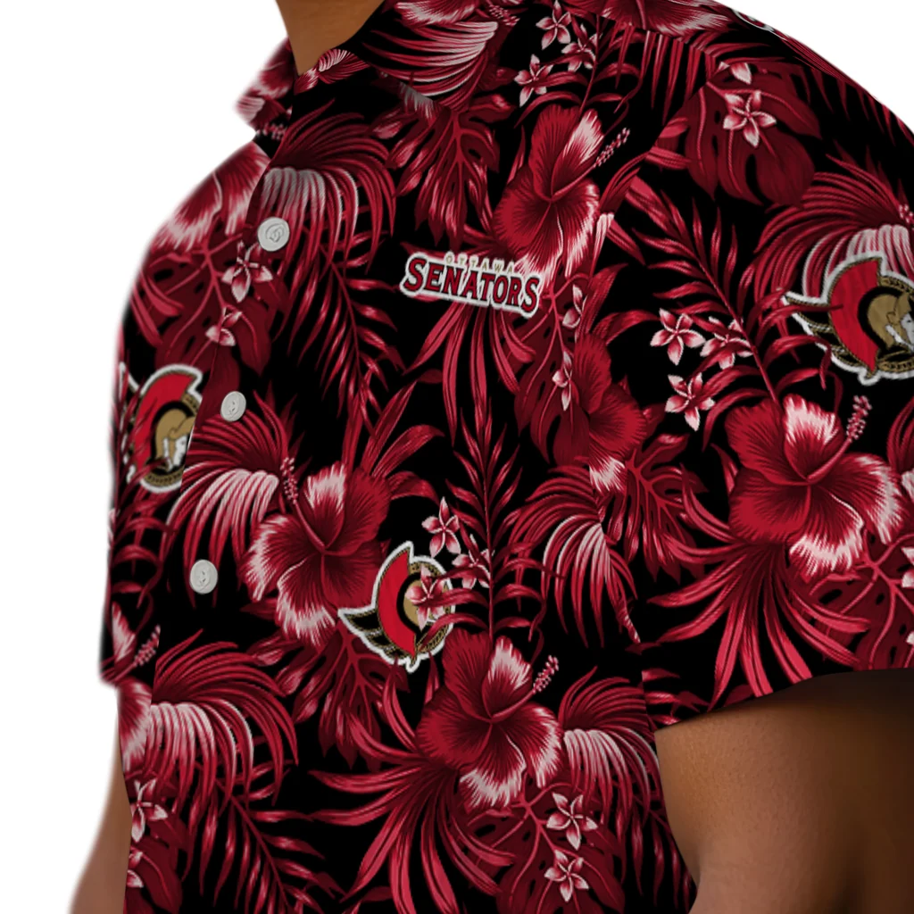 Ottawa Senators Hawaiian Shirt - Hibiscus Exotic ottawa senators hibiscus exotic red hawaiian shirts trendy