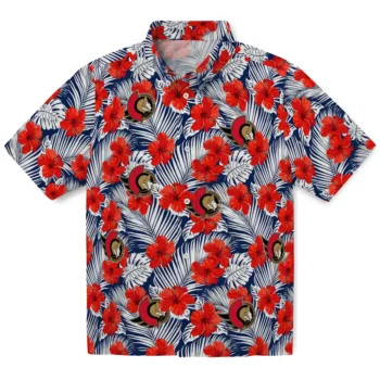 ottawa senators hibiscus fiesta red royal blue hawaiian shirts best selling