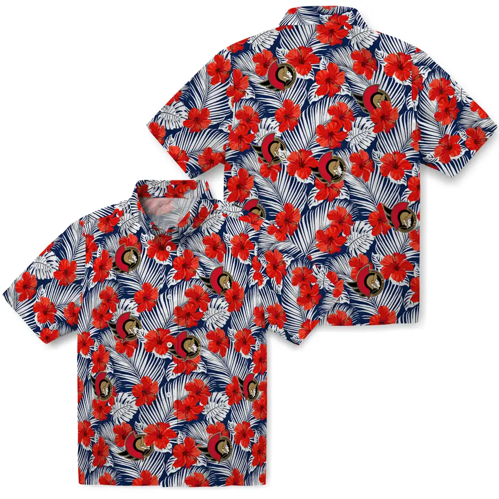 Ottawa Senators Hawaiian Shirt - Hibiscus Fiesta ottawa senators hibiscus fiesta red royal blue hawaiian shirts high quality