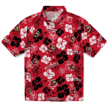 ottawa senators hibiscus bloom red hawaiian shirts best selling