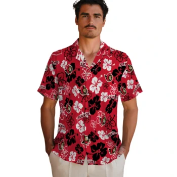 ottawa senators hibiscus bloom red hawaiian shirts fashion forward