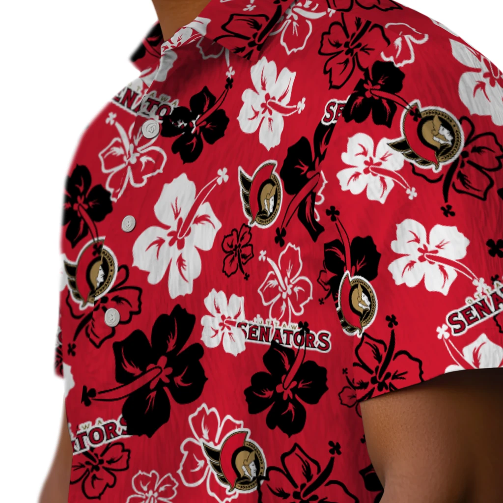 Ottawa Senators Hawaiian Shirt - Hibiscus Flower Design ottawa senators hibiscus bloom red hawaiian shirts trendy
