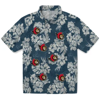ottawa senators hibiscus flowers navy blue hawaiian shirts best selling