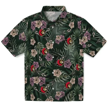 ottawa senators hibiscus leaves pattern green hawaiian shirts best selling