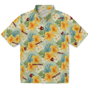 ottawa senators hibiscus mood pale lime yellow hawaiian shirts best selling