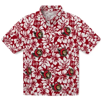 ottawa senators hibiscus motif red white hawaiian shirts best selling