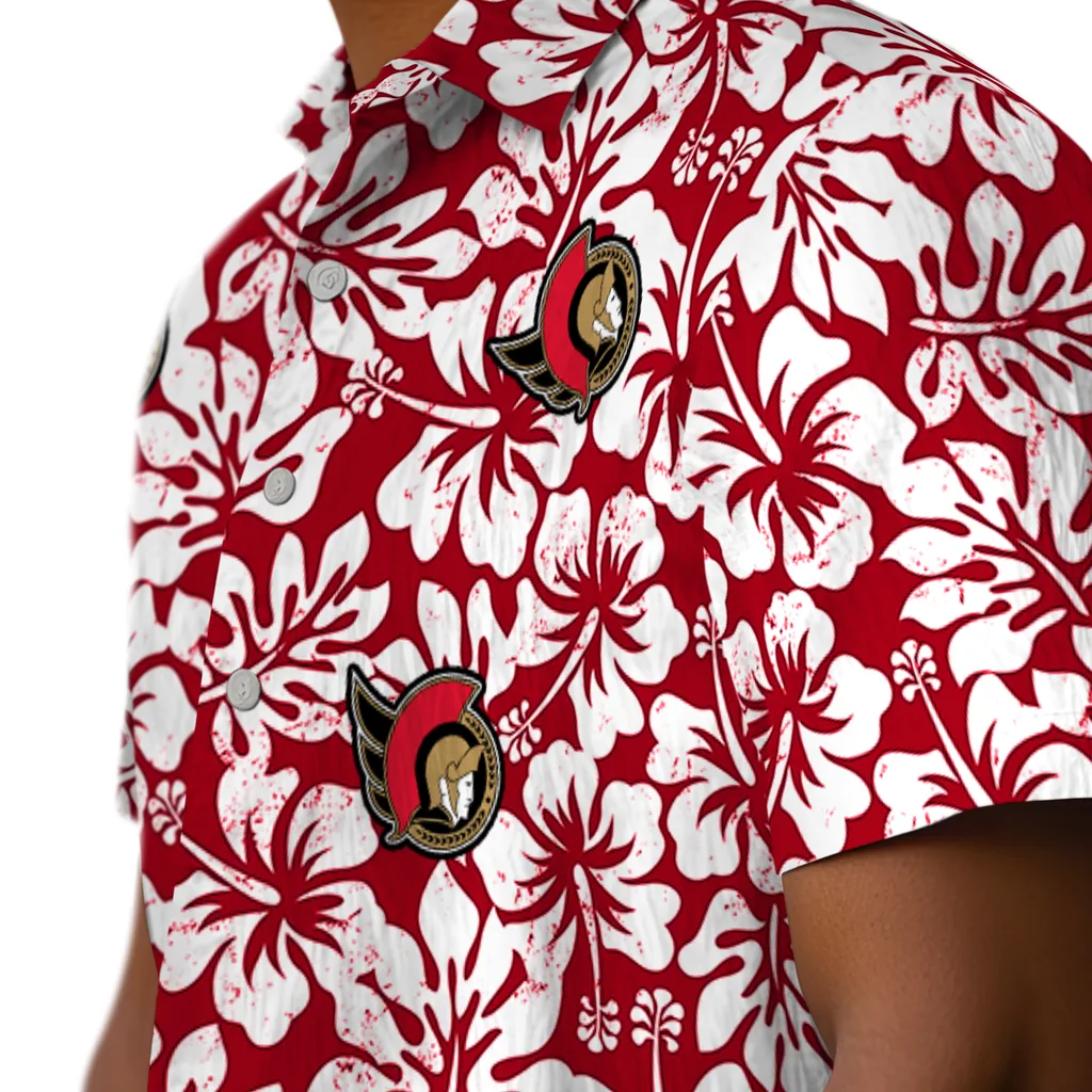 Ottawa Senators Hawaiian Shirt - Hibiscus Motif ottawa senators hibiscus motif red white hawaiian shirts trendy