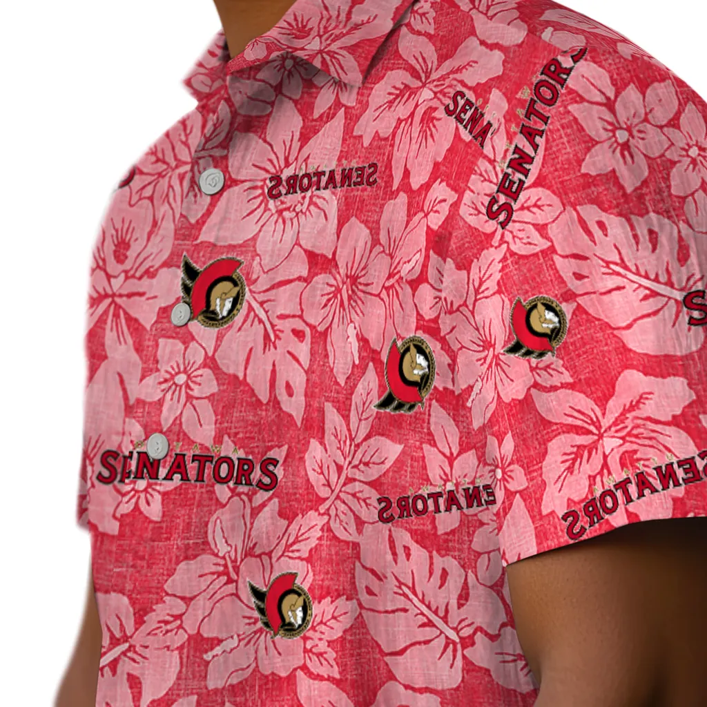 Ottawa Senators Hawaiian Shirt - Hibiscus Oasis ottawa senators hibiscus oasis red hawaiian shirts trendy